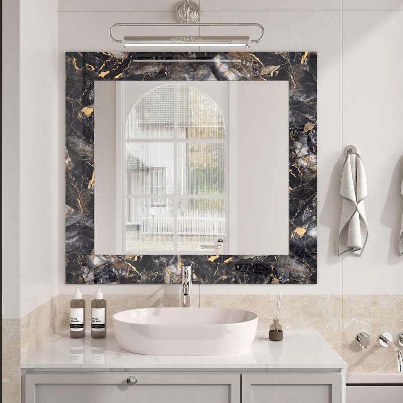 Wallercity Marble Border Wallpaper Peel and Stick Marble Contact Paper for Countertops Border Stickers for Wall Decor Mirror Frame Borders Wall Paper for Bathroom Waterproof Self Adhesive 3.94x394 in - Image 2